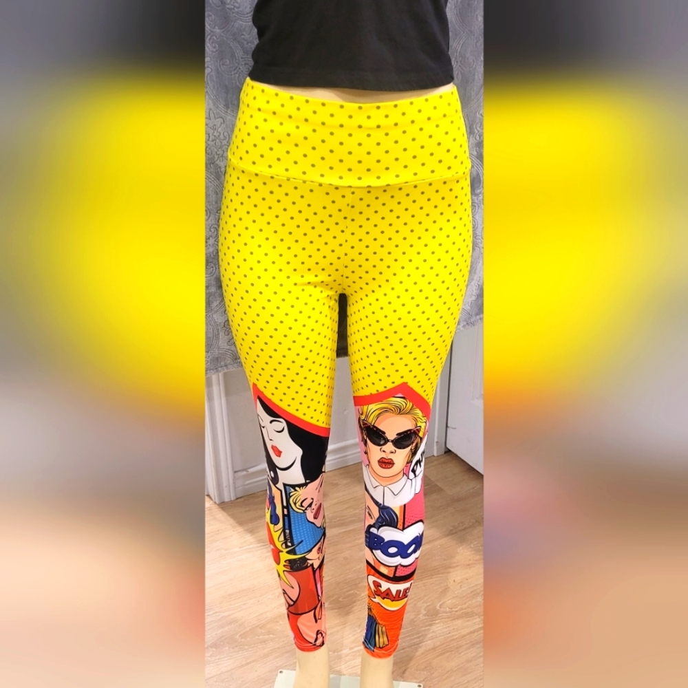 Pop Art/comic Print High Waist Leggings size small